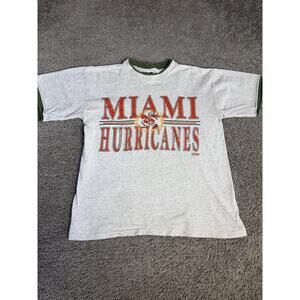 Vintage Miami Hurricanes Shirt Mens L Gray NCAA Football Team Edition USA 90s